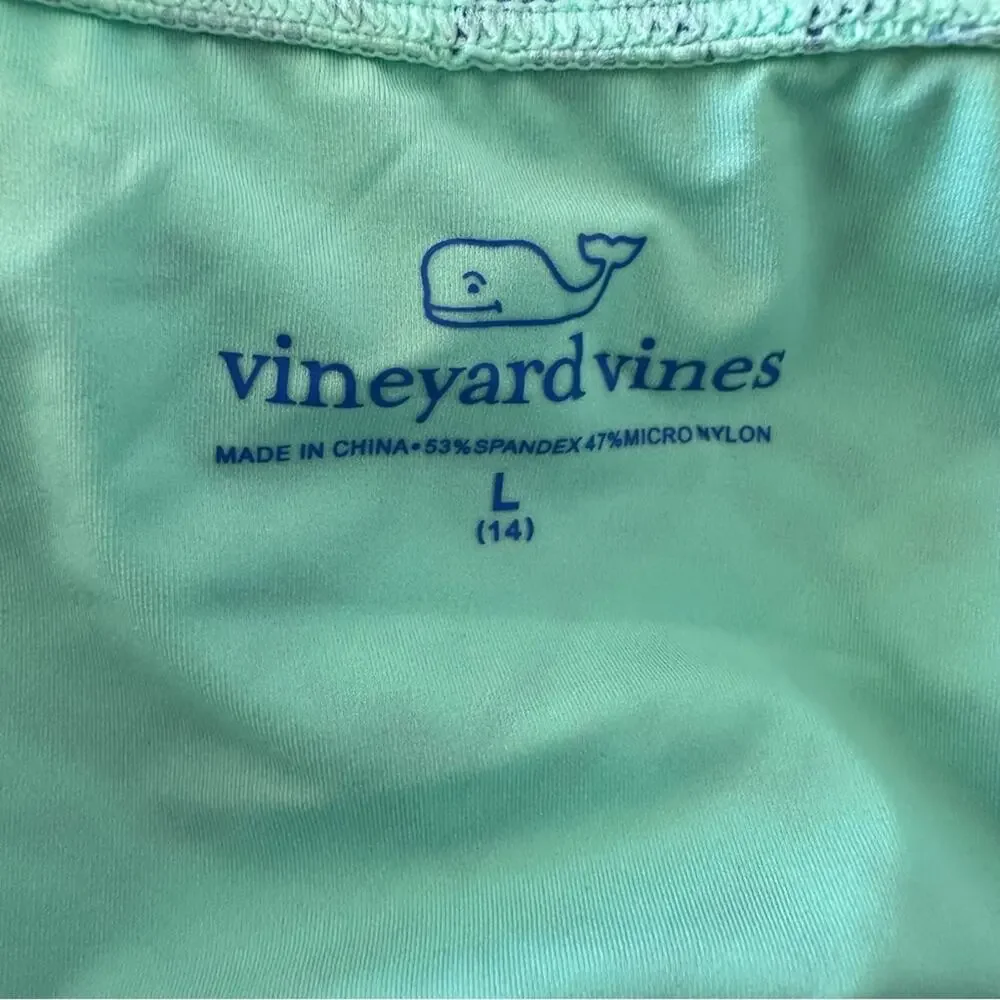 Vineyard‎ Vines Swim Top Girls 14 Blue Green AOP Geometric